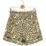 Khaki KALOSCOE  Printed High Waist Cotton Belted Shorts / ISABEL MARANT ETOILE - Size 36