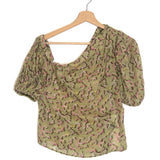 Khaki LIDDY Printed Asymmetric Cotton Top / ISABEL MARANT ETOILE - Size 36