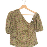 Khaki LIDDY Printed Asymmetric Cotton Top / ISABEL MARANT ETOILE - Size 36