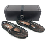 Khaki Mesh Faux-Leather Ballet Flats / ALAIA - Size 39