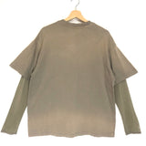 Khaki Oversized Layered Mesh and Printed Cotton Jersey Top / ACNE STUDIOS