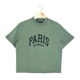 Khaki PARIS BALENCIAGA Cotton Cropped T-shirt / BALENCIAGA - Size S