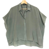 Khaki Silk Fluid Short Sleeves Blouse / ROBERTO COLLINA - Size S