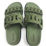 Khaki Suede EXTRA Sandals / HERMES - Size 37.5