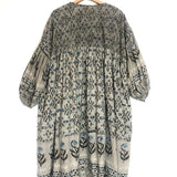 Khaki/Grey Printed Organic Cotton Long Sleeves Midi Dress / STORY MFG - Size S