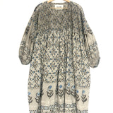 Khaki/Grey Printed Organic Cotton Long Sleeves Midi Dress / STORY MFG - Size S