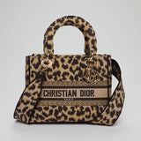 Beige Multicolor Mizza Embroidery Medium Lady D-Lite Bag / CHRISTIAN DIOR