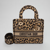 Beige Multicolor Mizza Embroidery Medium Lady D-Lite Bag / CHRISTIAN DIOR