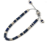 Lapis Lazuli and Sterling Silver Beaded Bracelet / MAOR