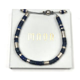 Lapis Lazuli and Sterling Silver Beaded Bracelet / MAOR