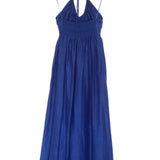 Lapis Lazuli MAGGIE Deep V-neck Poplin Halter Dress / XIRENA - Size S