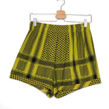 Lemon Green  and Black Checkered Shorts / CECILIE COPENHAGEN - One Size