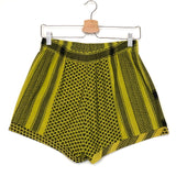 Lemon Green  and Black Checkered Shorts / CECILIE COPENHAGEN - One Size