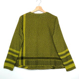 Lemon Green  and Black Checkered V-neck Long Sleeves Top / CECILIE COPENHAGEN - One Size