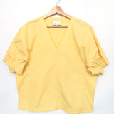 Lemon Yellow Gathered Cotton-Blend Poplin Top / 3.1 PHILLIP LIM - Size US 4