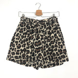 Leopard Print Cotton Gauze Belted Shorts - One Size