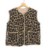 Leopard Print Cotton Gauze Quilted Vest - One Size