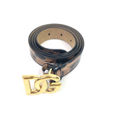 Leopard Print Leather Patent Logo Buckle Belt / DOLCE & GABBANA - Size 85 cm