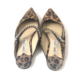 Leopard Print LUCY Crystal Embellished  Suede Slide Flats / JIMMY CHOO - Size 38