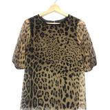 Leopard Print Silk Short Sleeves Blouse / DOLCE & GABBANA - Size 36