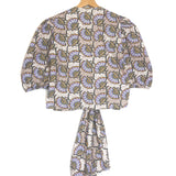 Light Beige Antique Floral Printed Quarter Puffed Sleeves Wrap-blouse / CLAUDIE PIERLOT - Size 36