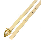 Light Beige Calf Leather Thin Belt with Triangular Buckle Closure / BOTTEGA VENETA - Size 85cm
