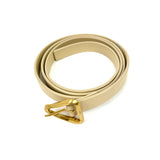 Light Beige Calf Leather Thin Belt with Triangular Buckle Closure / BOTTEGA VENETA - Size 85cm