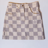 Light Beige DAMIER AZUR Edition Cotton Mini Skirt / LOUIS VUITTON- Size 36