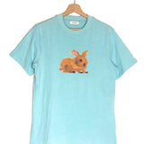 Light Blue Bunny Print Crew Neck Tee / SANDRO X ROP VAN MIERLO - Size 40