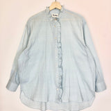 Light Blue DARCEY Cotton Ruffled Shirt / STUDIO WYLDER - One Size