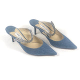 Light Blue Denim Bing 65 Crystal-embellished Heeled Mules / JIMMY CHOO - Size 39