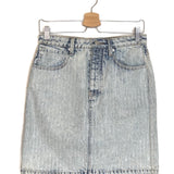 Light Blue Denim Rhinestone Embellished Mini Skirt / ALEXANDER WANG - Size 38