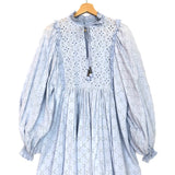 Light Blue English Embroidered Balloon Sleeves Mini Dress / SCARLETT POPPIES - Size S