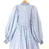 Light Blue English Embroidered Balloon Sleeves Mini Dress / SCARLETT POPPIES - Size S