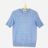 Light Blue FF Print Crewneck Jumper / FENDI - Size 38