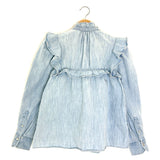Light Blue IDETY Denim Ruffled Shirt / ISABEL MARANT ETOILE - Size 36