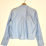 Light Blue Striped Cut Out Cropped Shirt / VICTORIA BECKHAM X MANGO - Size S