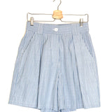 Light Blue with White Stripes Cotton-blend Bermuda Shorts