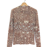 Light Brown Eve Printed Stretch-jersey Top / ULLA JOHNSON - Size S