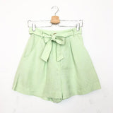 Light Green Linen Belted Shorts / C/MEO COLLECTIVE - Size S