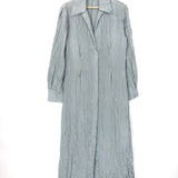 Light Grey Crinkled Pleats Crepe Maxi Shirt Dress / VINCE - Size M