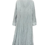 Light Grey Crinkled Pleats Crepe Maxi Shirt Dress / VINCE - Size M