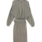 Light Khaki SANDRINA Draped Cotton Jersey Sweatshirt Dress / ISABEL MARANT ETOILE - Size 34