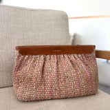 Light Pink Leather-trimmed Tweed LUZ Clutch / ISABEL MARANT