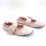 Light Pink SAREA Smooth Leather Wide Buckled Strap Ballerinas / ALOHAS - Size 38