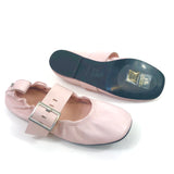 Light Pink SAREA Smooth Leather Wide Buckled Strap Ballerinas / ALOHAS - Size 38
