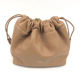 Light Tan ICONS Small Smooth Leather Embellished Chain Bucket Bag / CHLOE