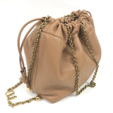 Light Tan ICONS Small Smooth Leather Embellished Chain Bucket Bag / CHLOE