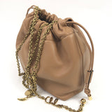 Light Tan ICONS Small Smooth Leather Embellished Chain Bucket Bag / CHLOE
