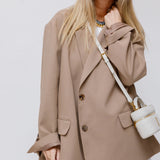 Light Taupe FRANKIE Oversized Boyfriend Blazer Jacket / THE FRANKIE SHOP - Size S